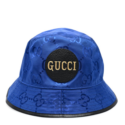 Gucci Econyl Nylon Monogram Off The Grid Will Bucket Hat Orient Blue Black 6 of 8