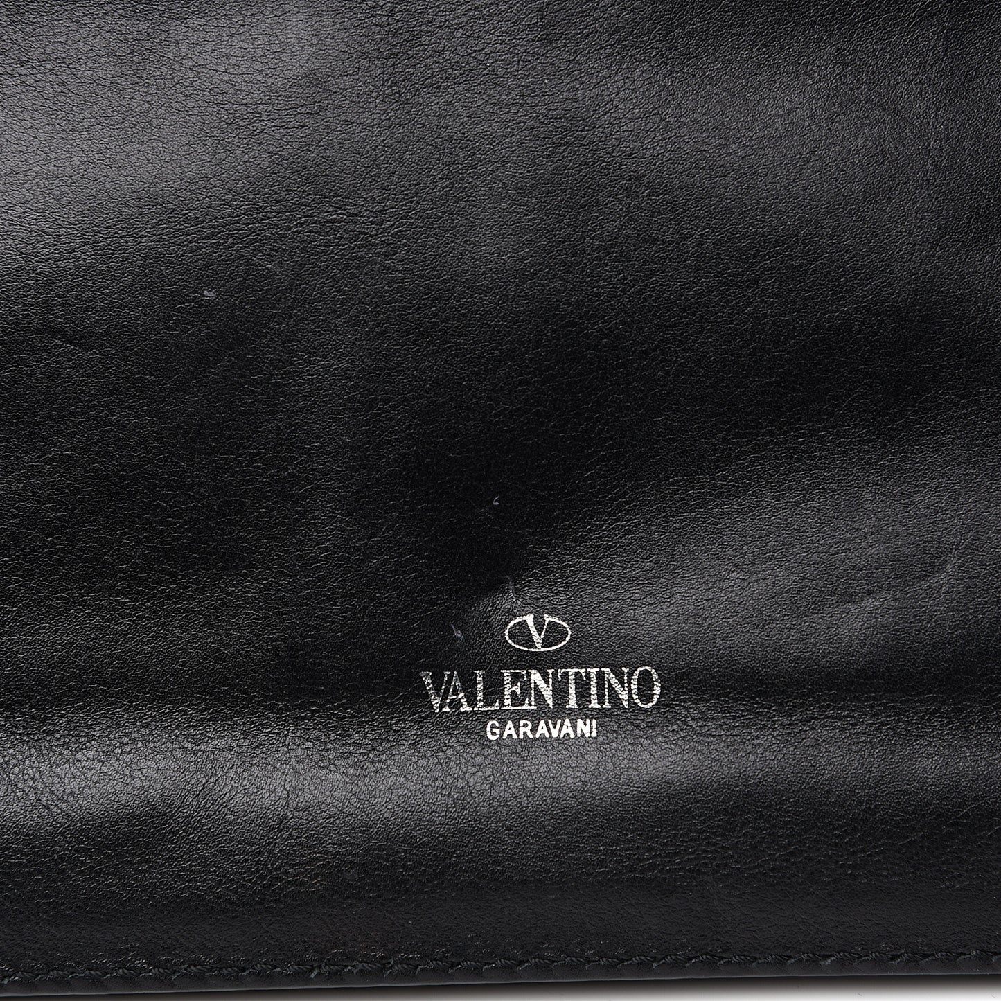 Vitello Rockstud Triple Zip Wristlet Pouch Black
