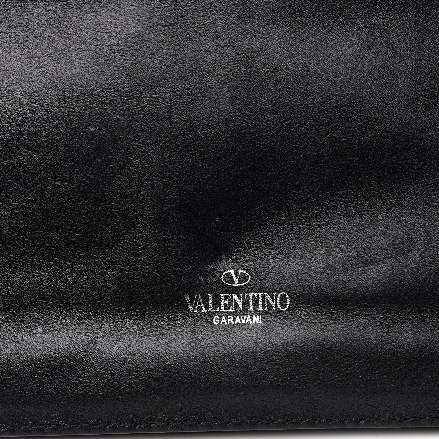 Valentino Garavani Vitello Rockstud Triple Zip Wristlet Pouch Black 8 of 10