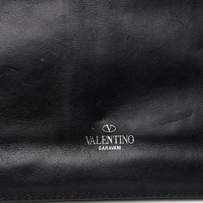 Valentino Garavani Vitello Rockstud Triple Zip Wristlet Pouch Black 8 of 10
