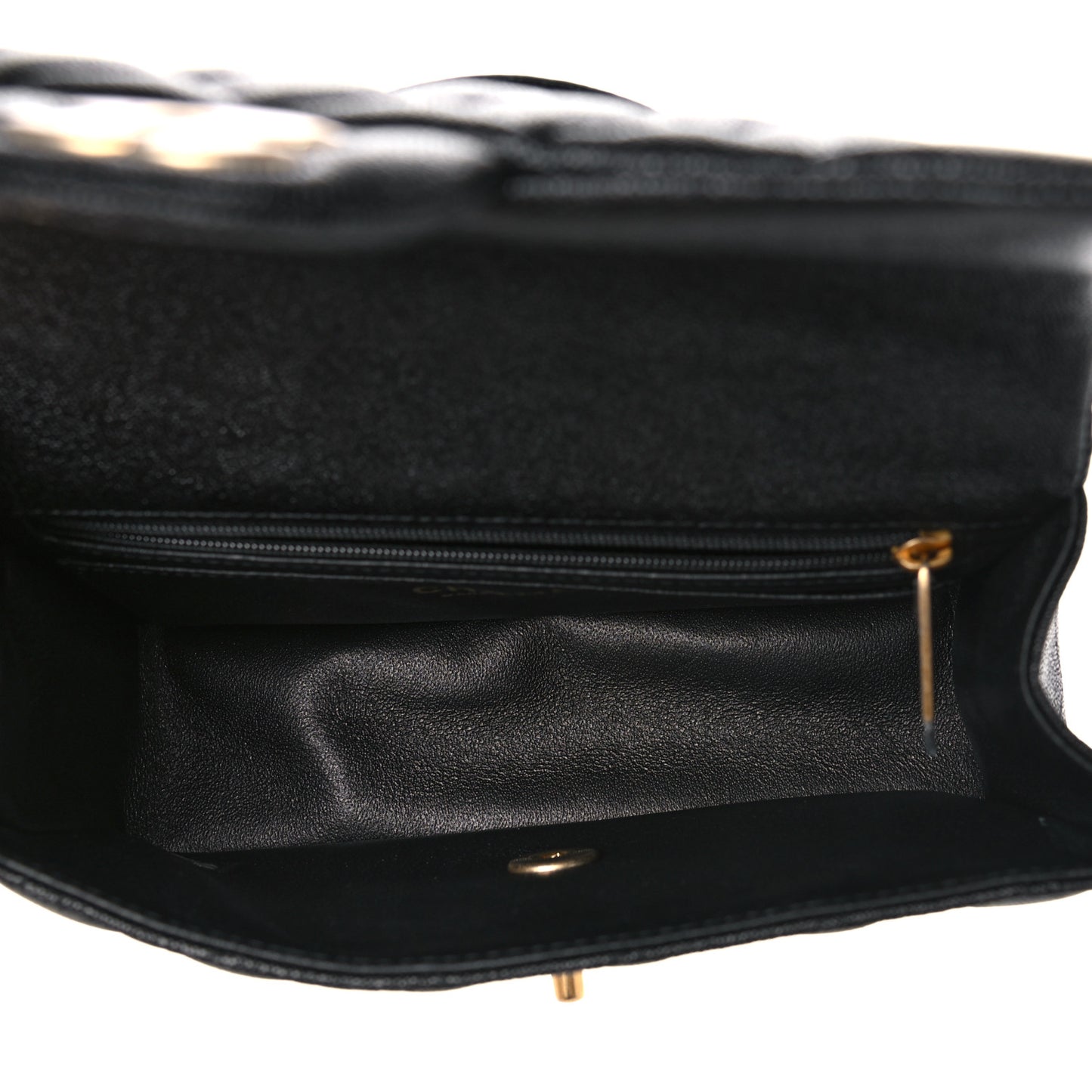 Caviar Quilted Mini Top Handle Rectangular Flap Black