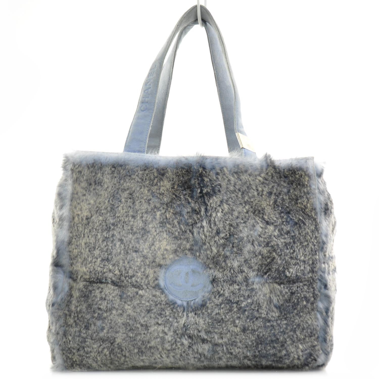Chanel Lapin Rabbit Fur Tote w Cosmetic Pouch 1 of 7