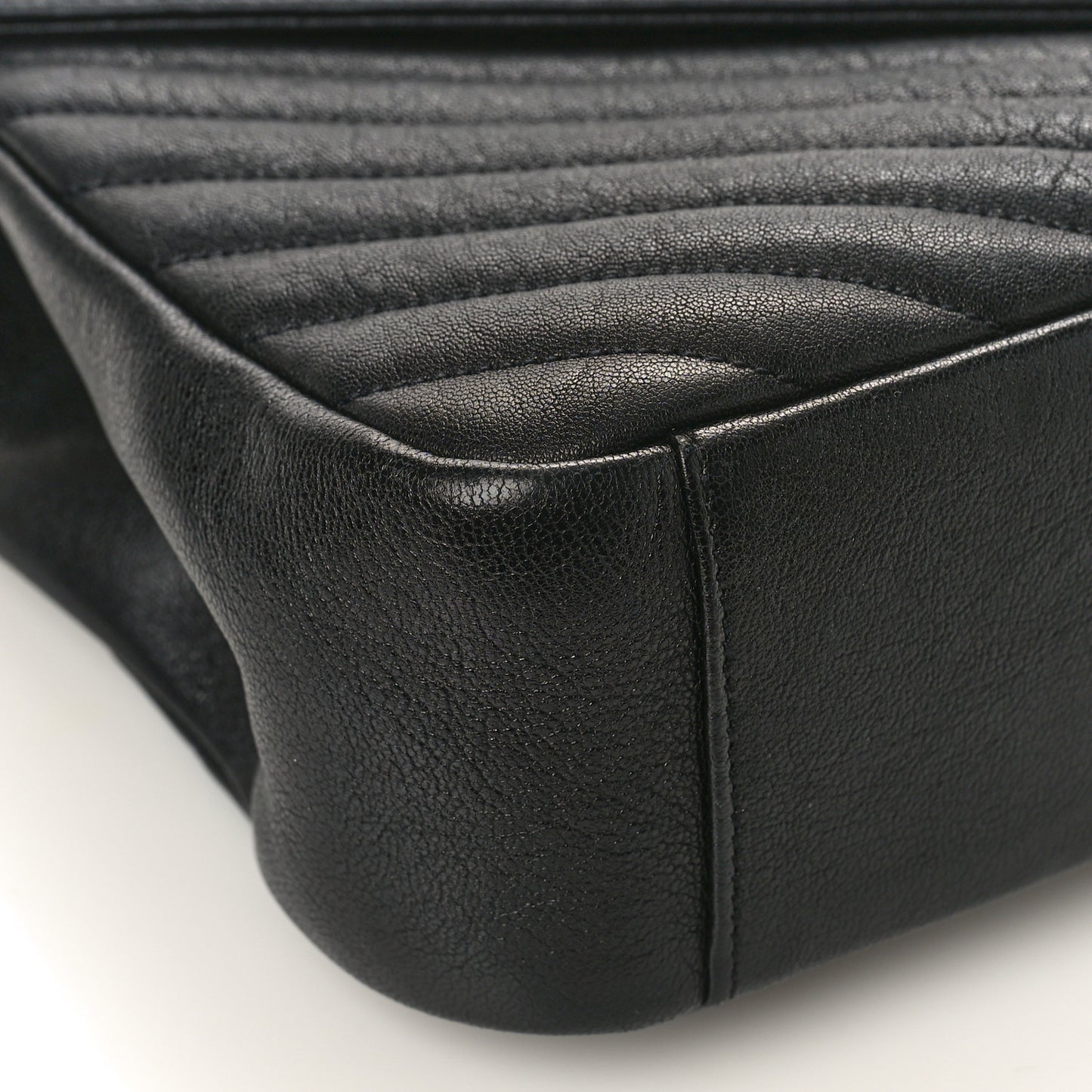 Sheepskin Matelasse Chevron Monogram Large College Satchel Black
