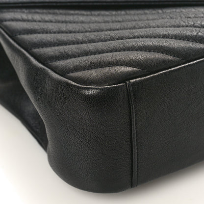 Saint Laurent Sheepskin Matelasse Chevron Monogram Large College Satchel Black 7 of 8