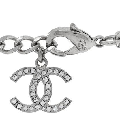 Chanel Crystal Emoji Peace CC Multi Strand Chain Necklace Silver 4 of 5