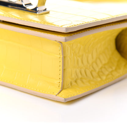 Alexander McQueen Shiny Crocodile Embossed Mini Jeweled Satchel Pop Yellow 11 of 11