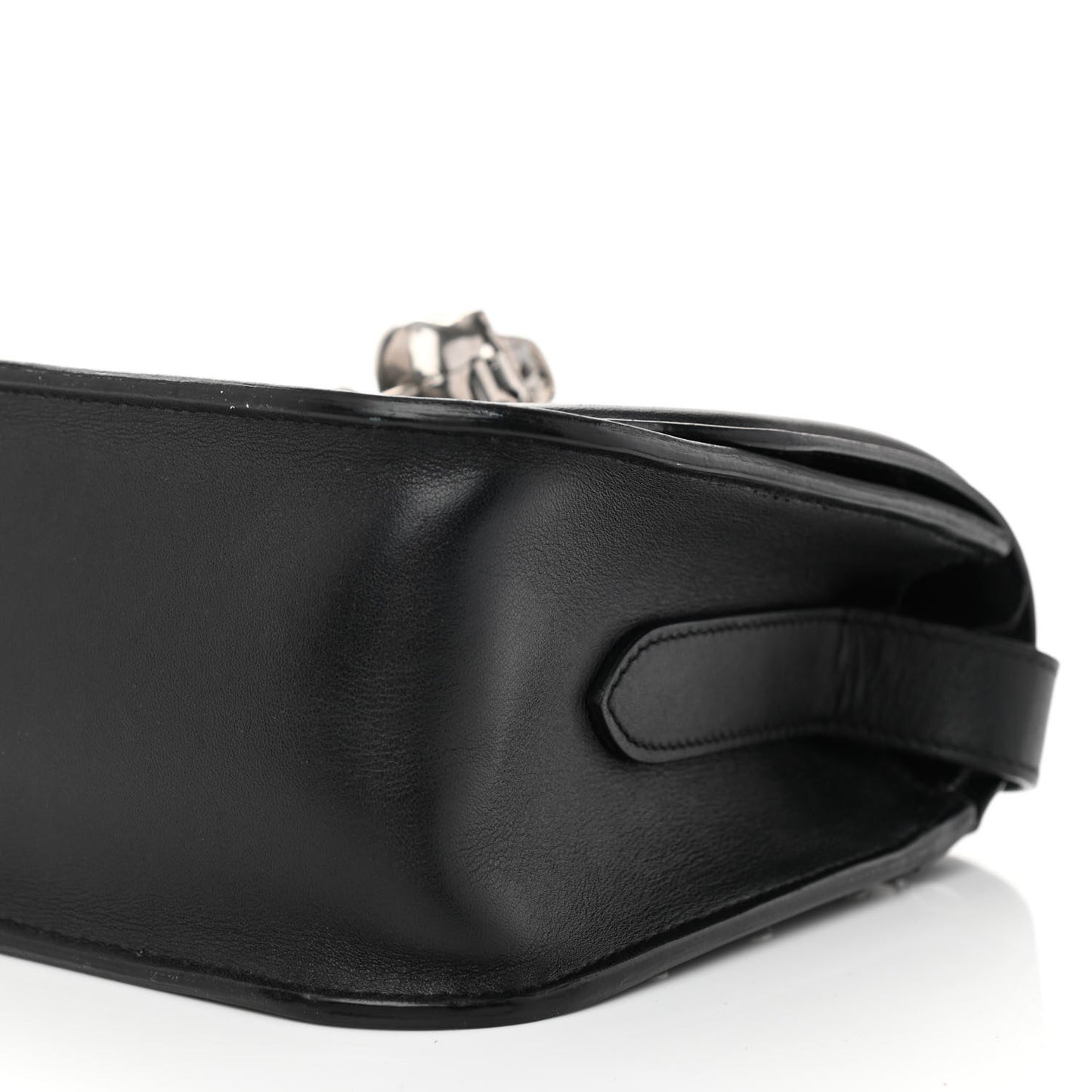 Calfskin Studded Small Padlock Crossbody Bag Black