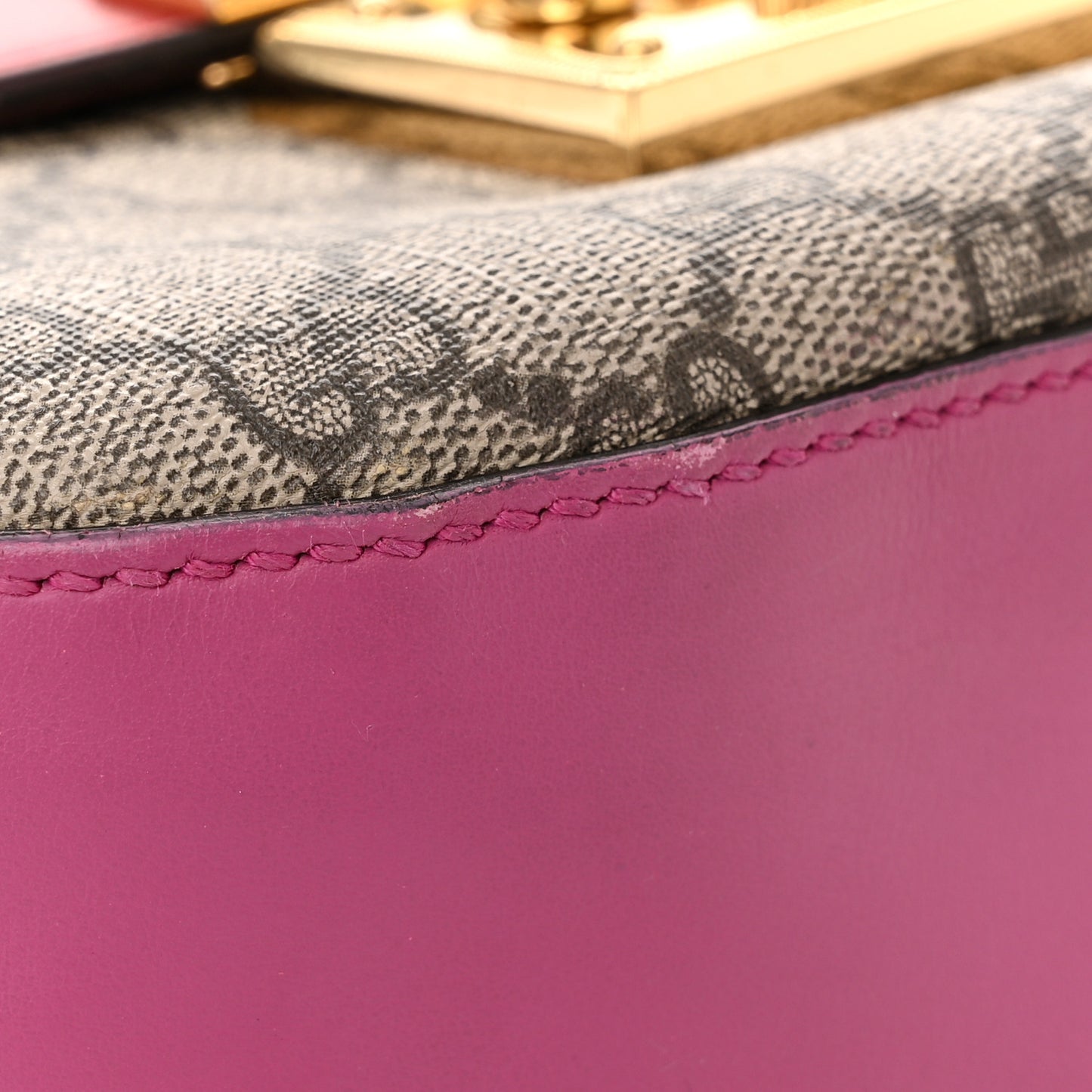 GG Supreme Monogram Calfskin Web Medium Padlock Messenger Shoulder Bag Beige Hibiscus Red New Rosette
