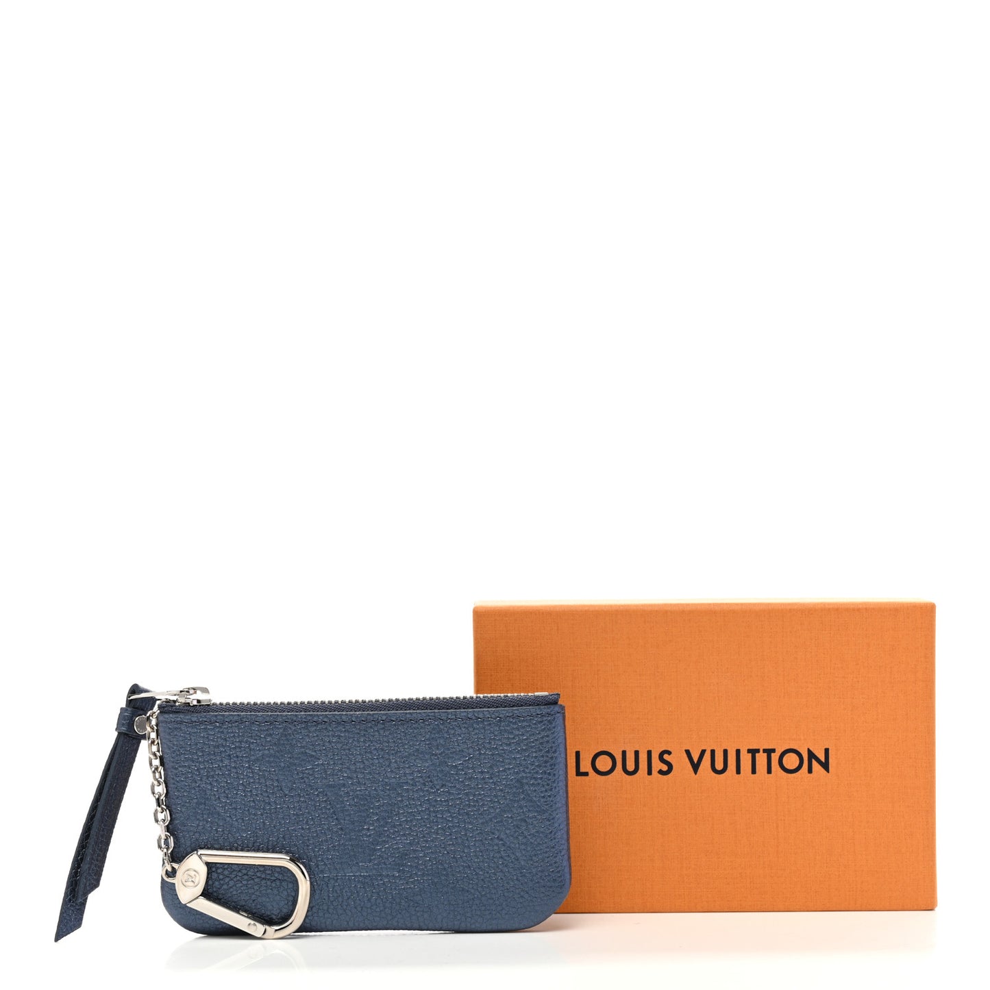 Metallic Empreinte Monogram Giant Key Pouch Navy Nacre