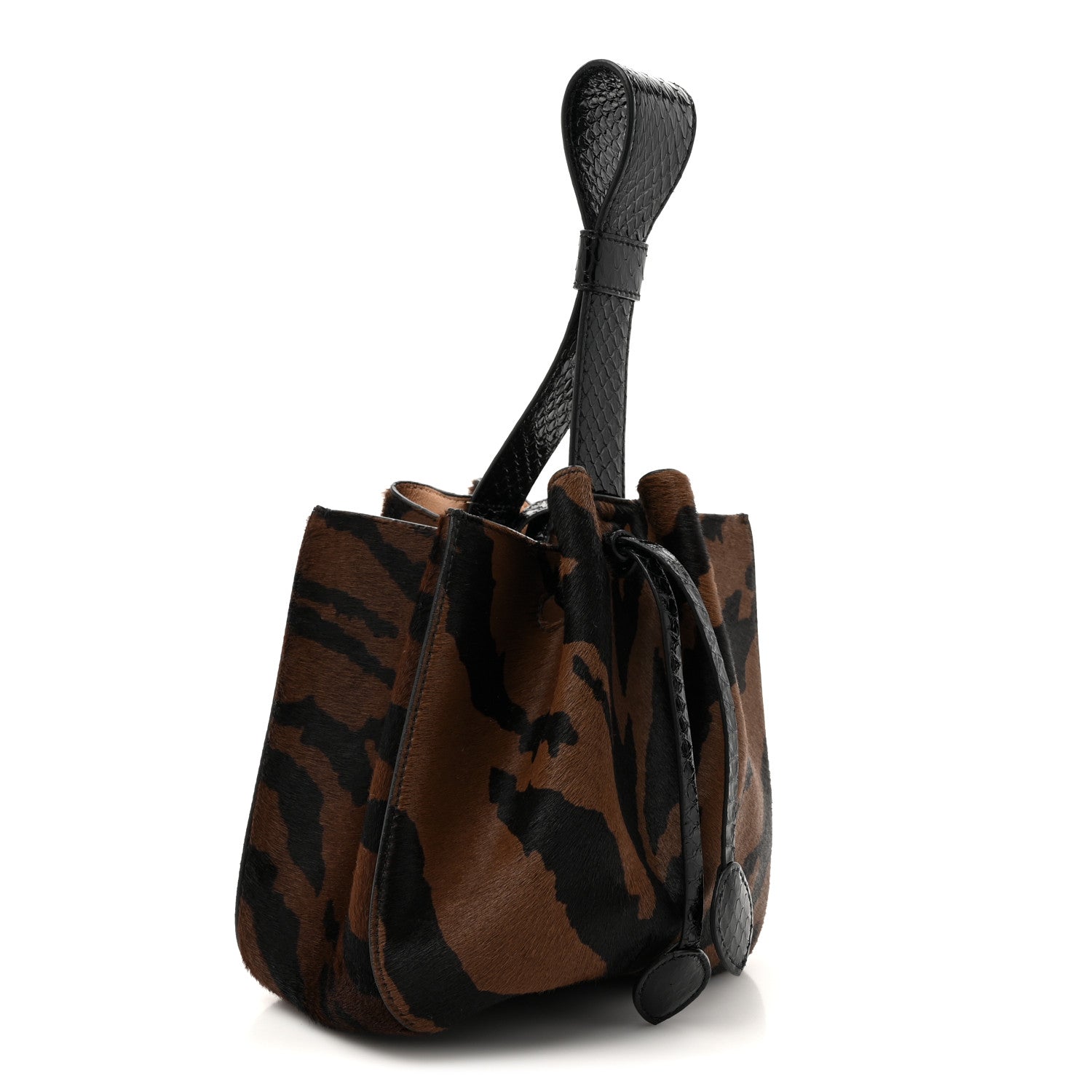 Alaia Pony Hair Zebra Print Snakeskin Rose-Marie 19 Bag Brown Black 3 of 9