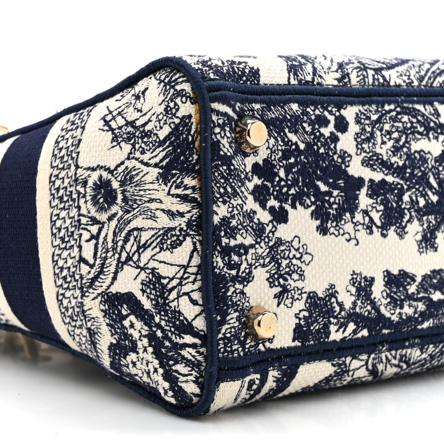 Canvas Toile De Jouy Embroidered Medium Lady D-Lite Navy