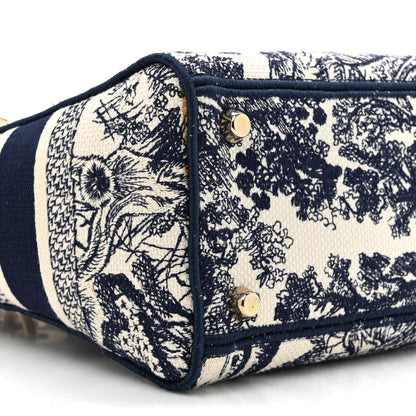 Christian Dior Canvas Toile De Jouy Embroidered Medium Lady D-Lite Navy 9 of 13