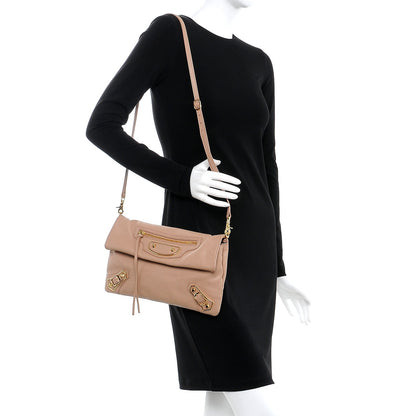 Balenciaga Chevre Gold Metallic Edge Hardware Envelope Clutch Rose Des Sables 2 of 8
