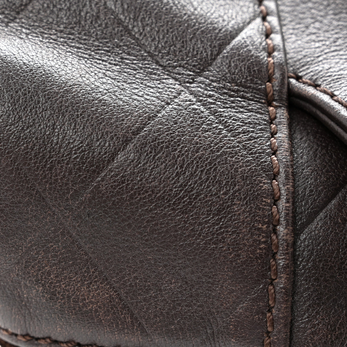 Calfskin Chevron CC All Day Long Boston Brown