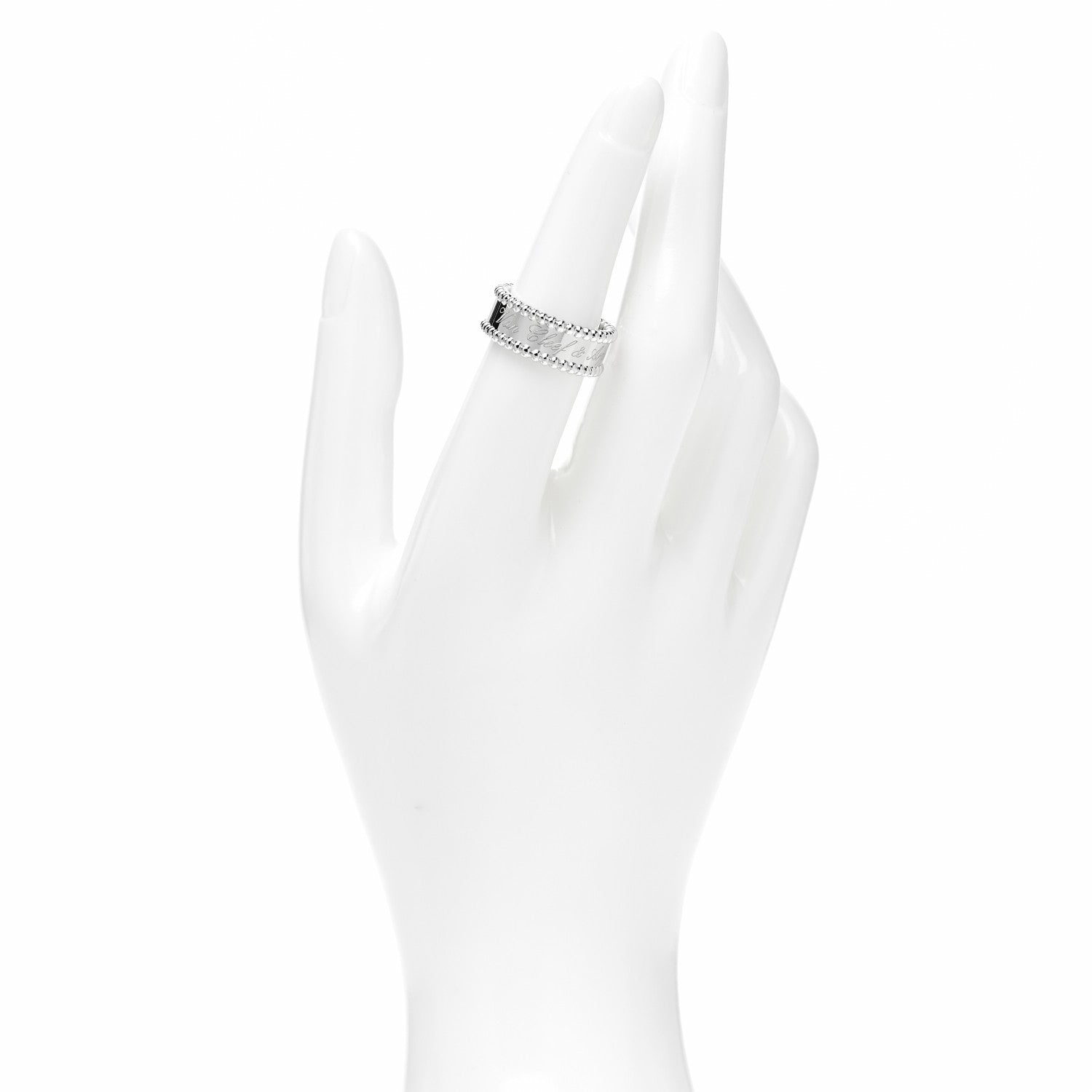 Van Cleef & Arpels 18K White Gold Perlee Signature Ring 52 6 2 of 5