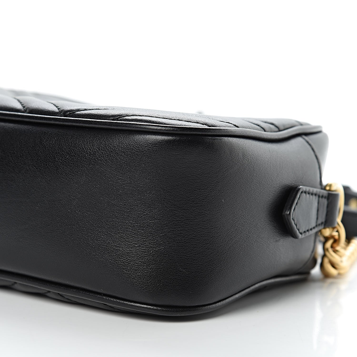 Gucci Calfskin Matelasse Small GG Marmont Chain Shoulder Bag Black 10 of 12