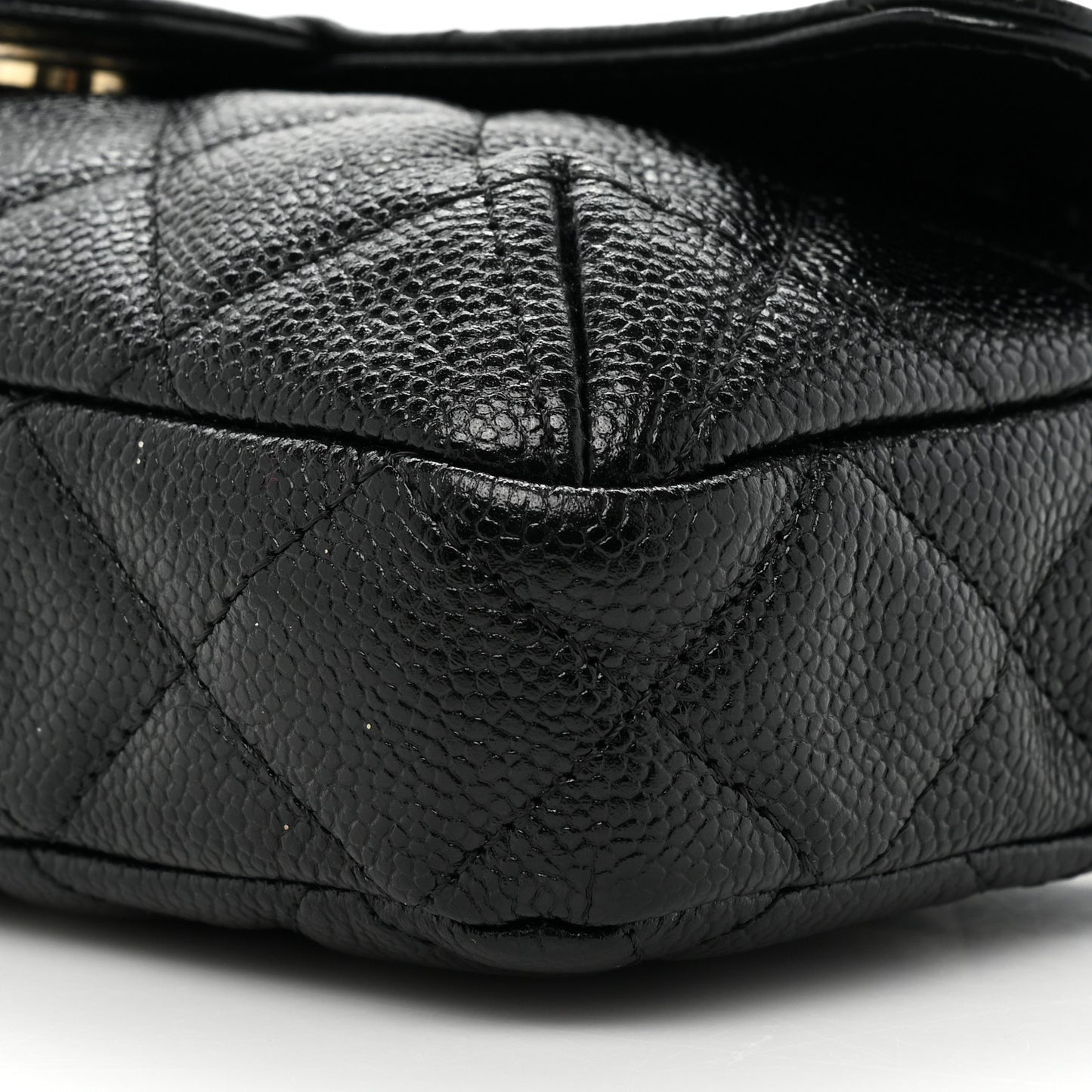 Caviar Fabric Quilted Foldable Tote With Chain Black Multicolor