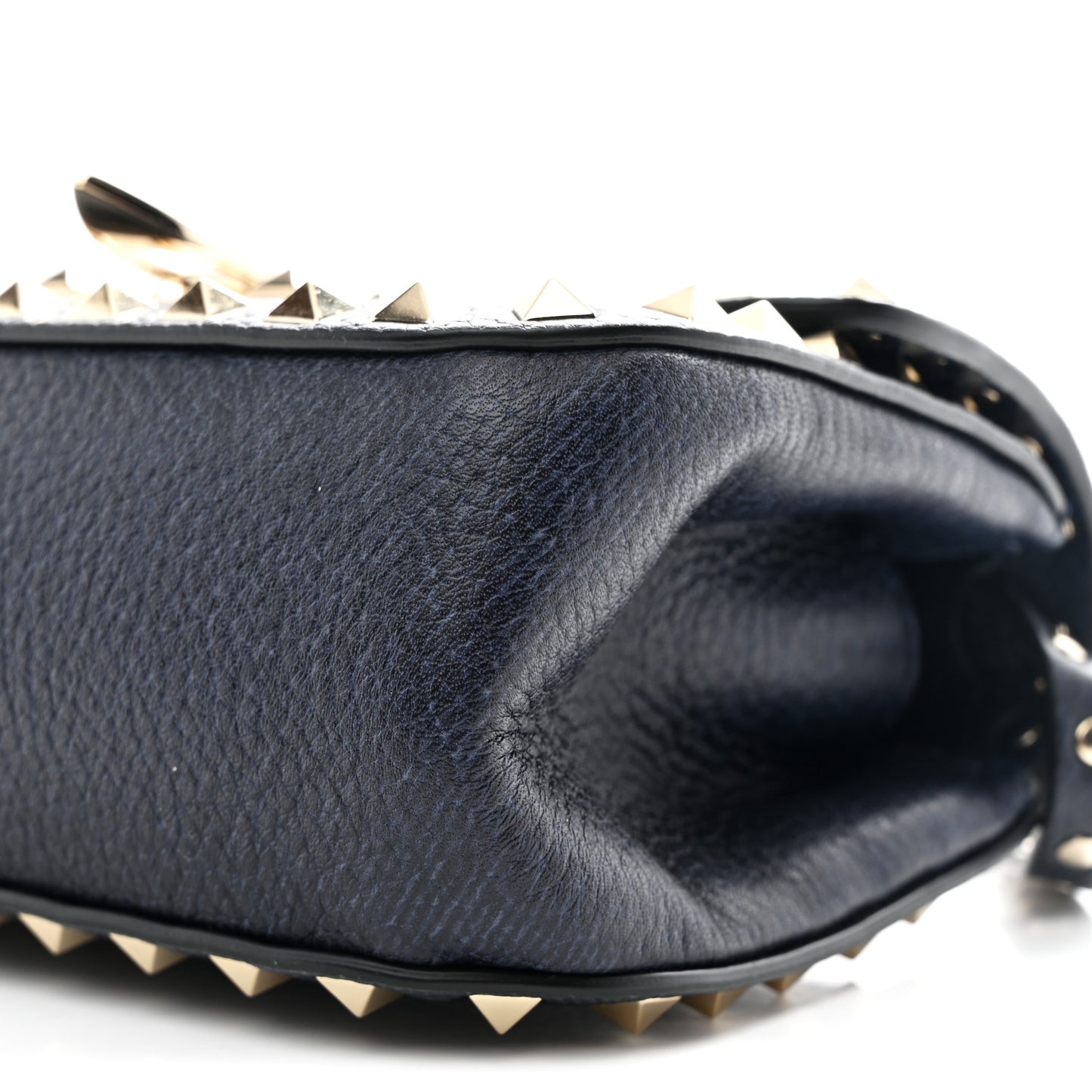 Pebbled Calfskin Mini Rockstud Crossbody Bag Navy Blue