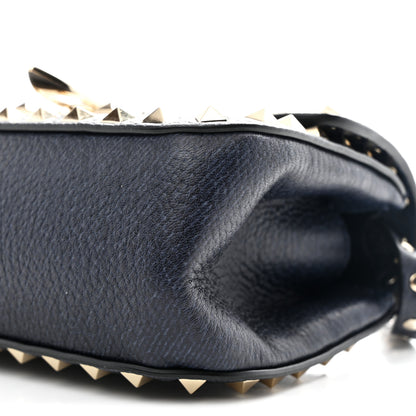 Valentino Garavani Pebbled Calfskin Mini Rockstud Crossbody Bag Navy Blue 9 of 9