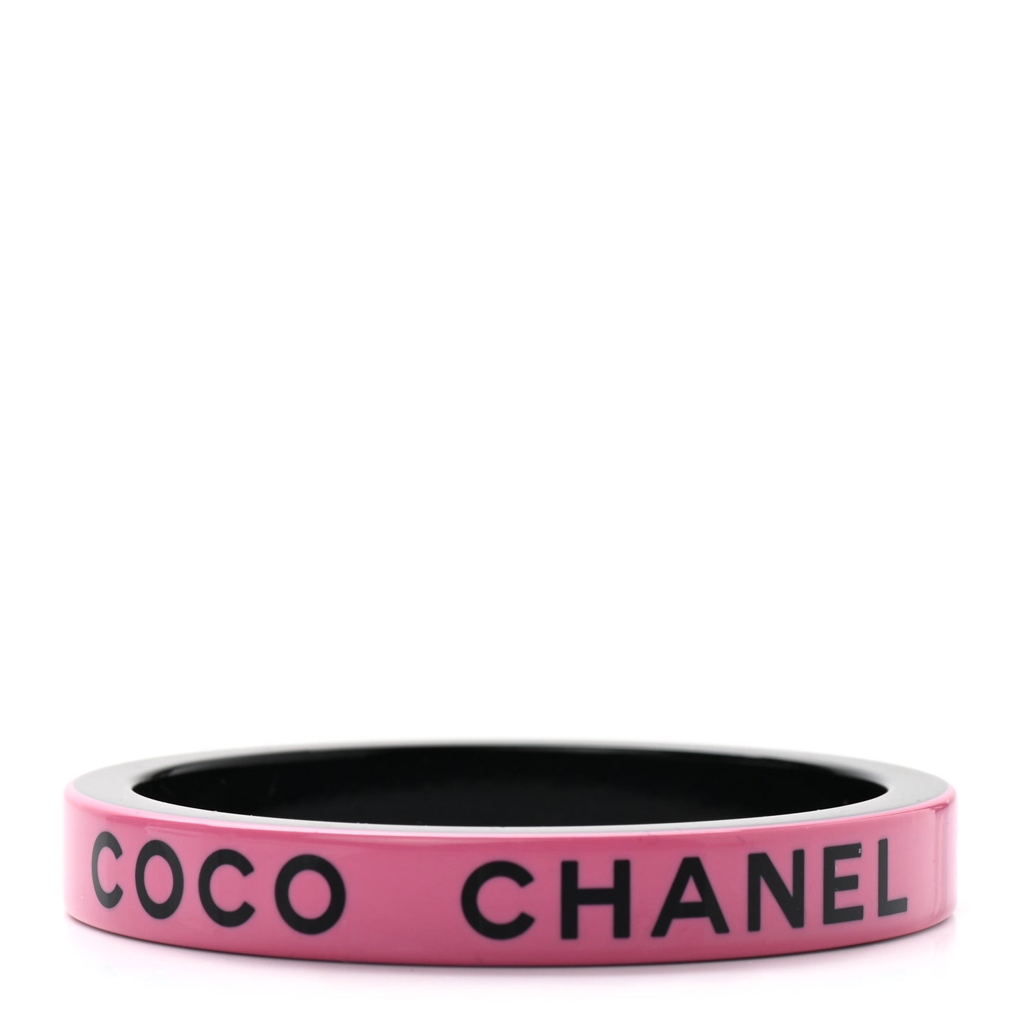 Resin Logo Bangle Bracelet Pink Black