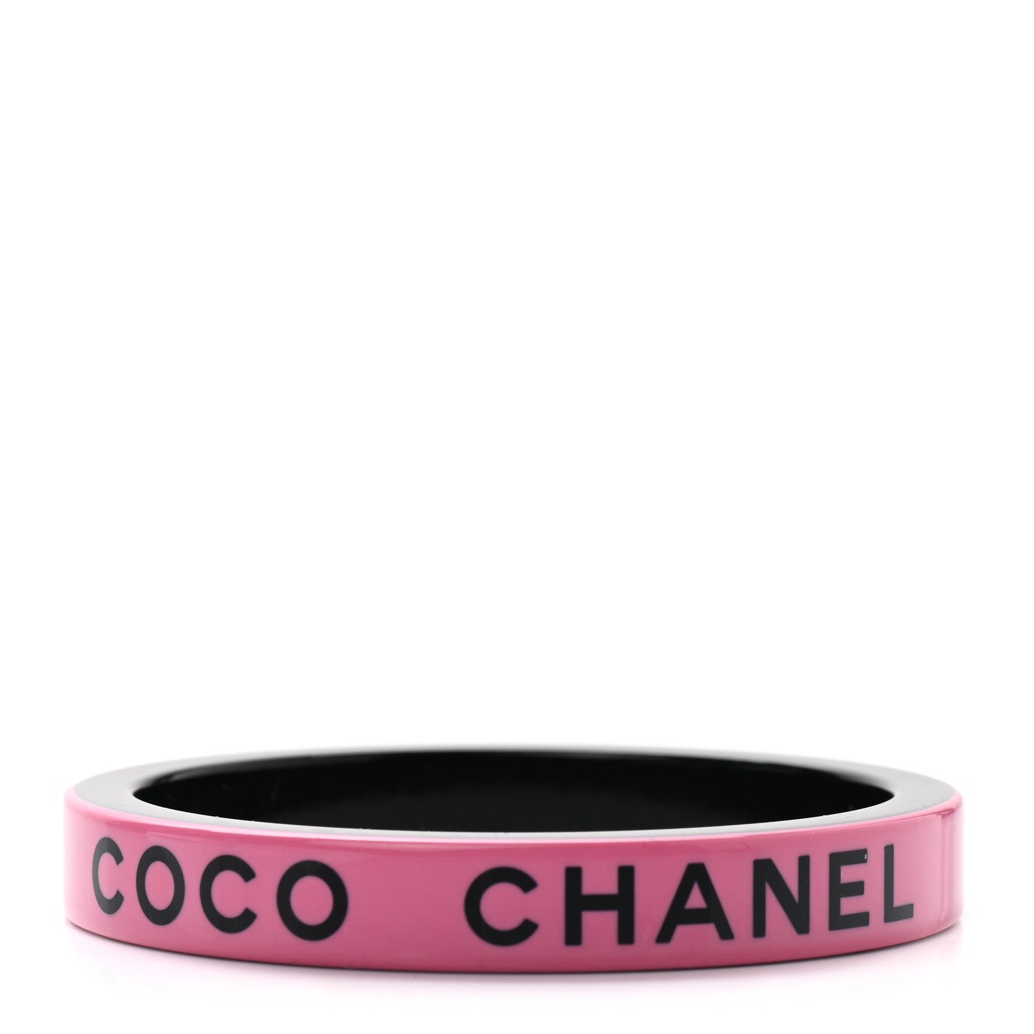 Chanel Resin Logo Bangle Bracelet Pink Black 1 of 4