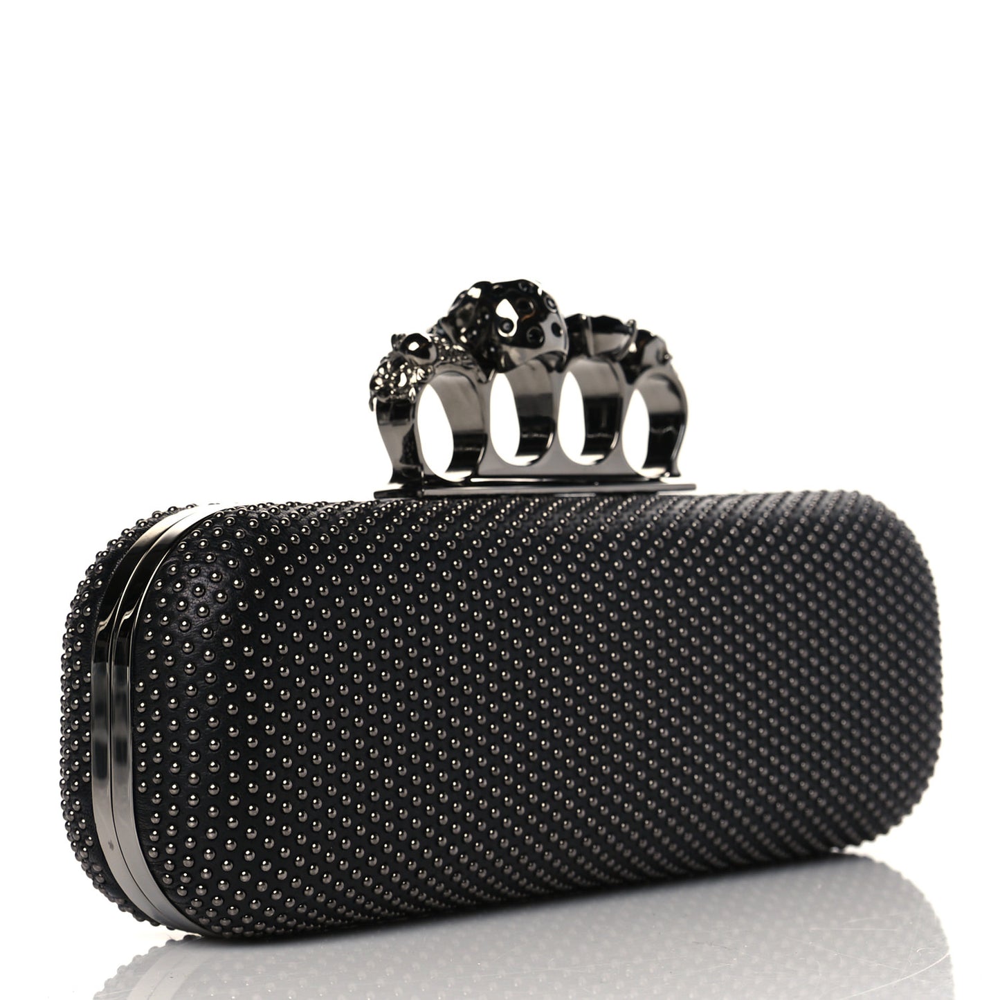 Nappa Studded Knucklebox Clutch Black