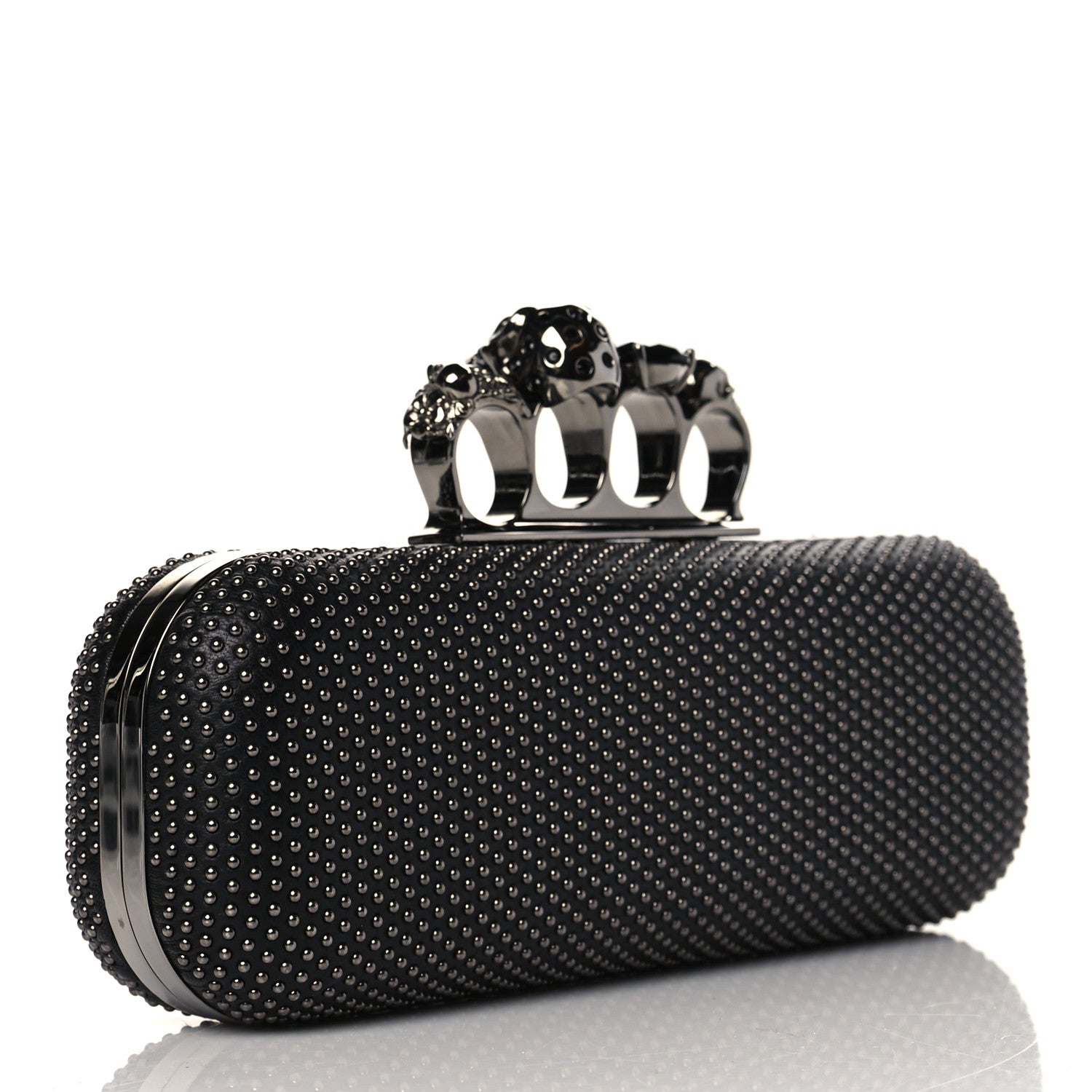 Alexander McQueen Nappa Studded Knucklebox Clutch Black 3 of 10