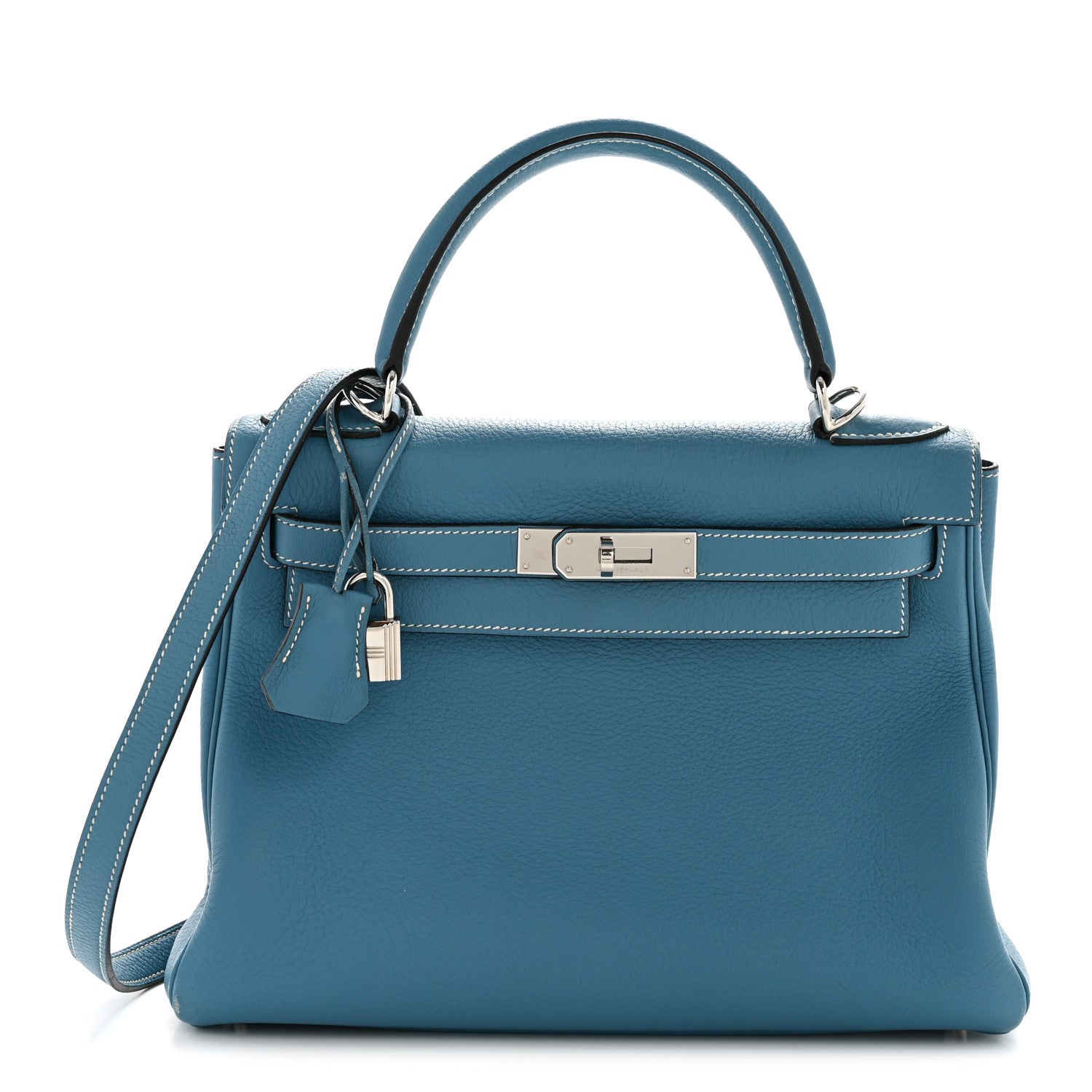 Hermes Taurillon Clemence Kelly Retourne 28 Bleu Jean 1 of 16
