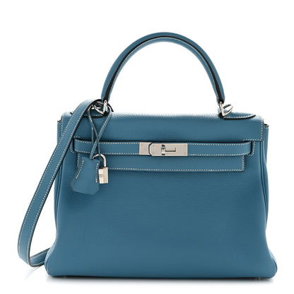 Hermes Taurillon Clemence Kelly Retourne 28 Bleu Jean 1 of 16