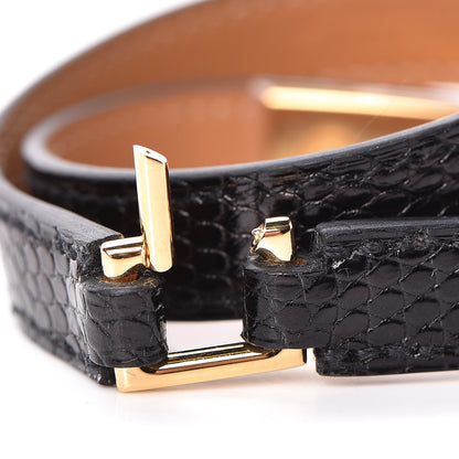 Hermes Lizard Rivale Double Tour Bracelet T2 Black 6 of 7