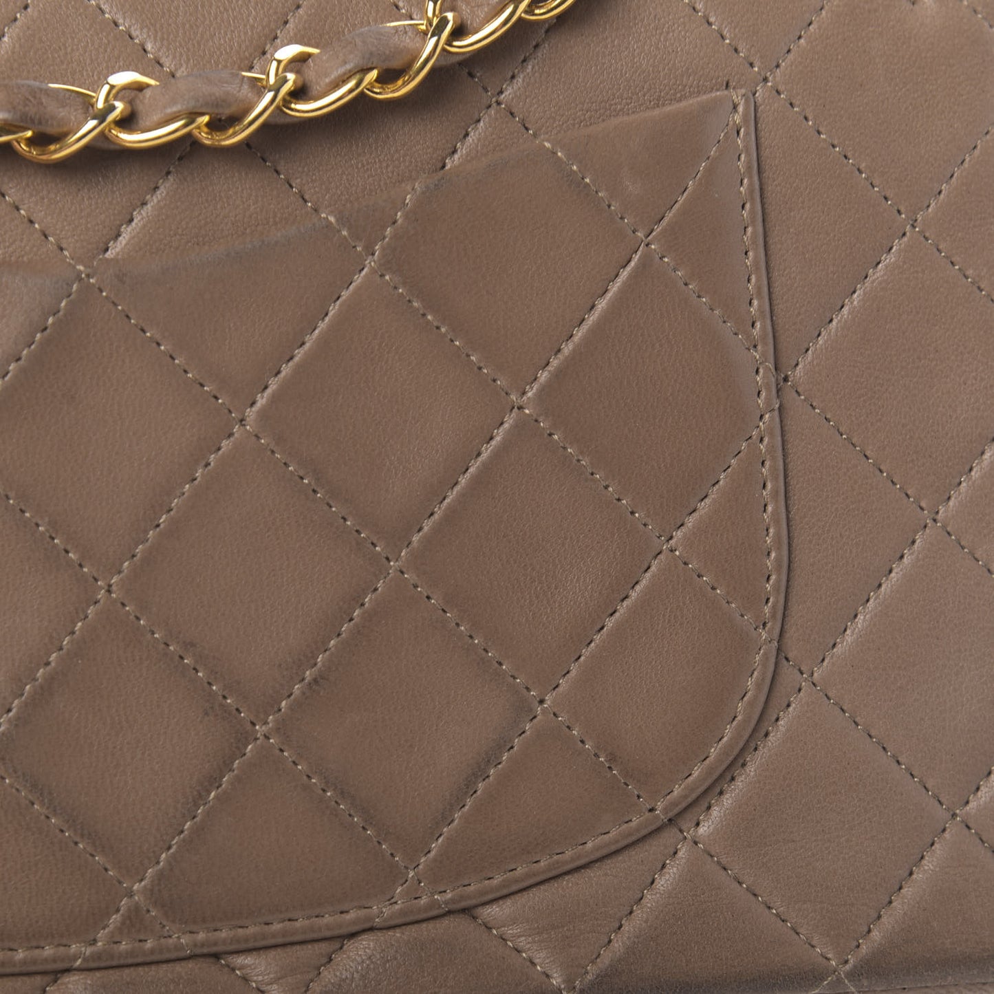 Lambskin Quilted Small Double Flap Beige