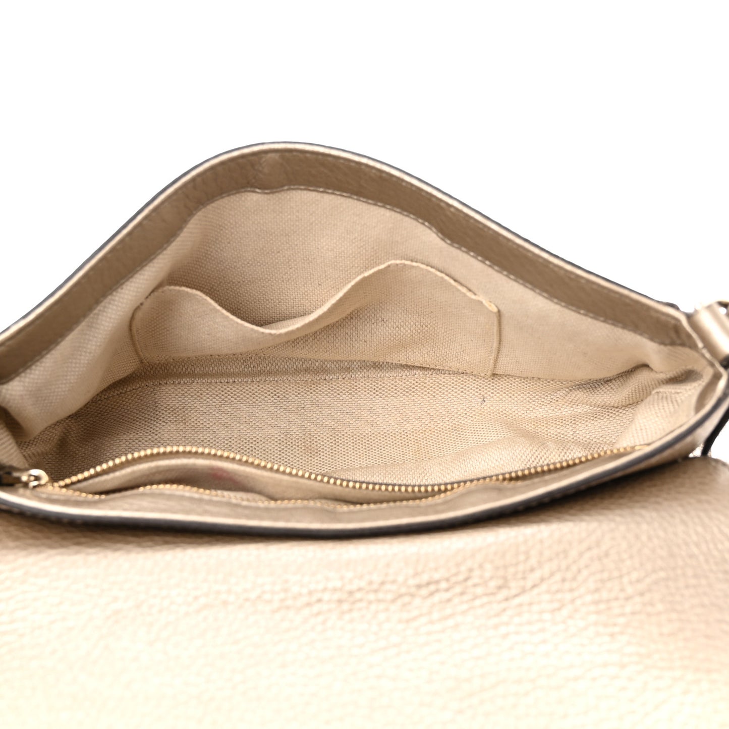 Metallic Cellarius Calfskin Medium Soho Flap Crossbody New Golden Beige
