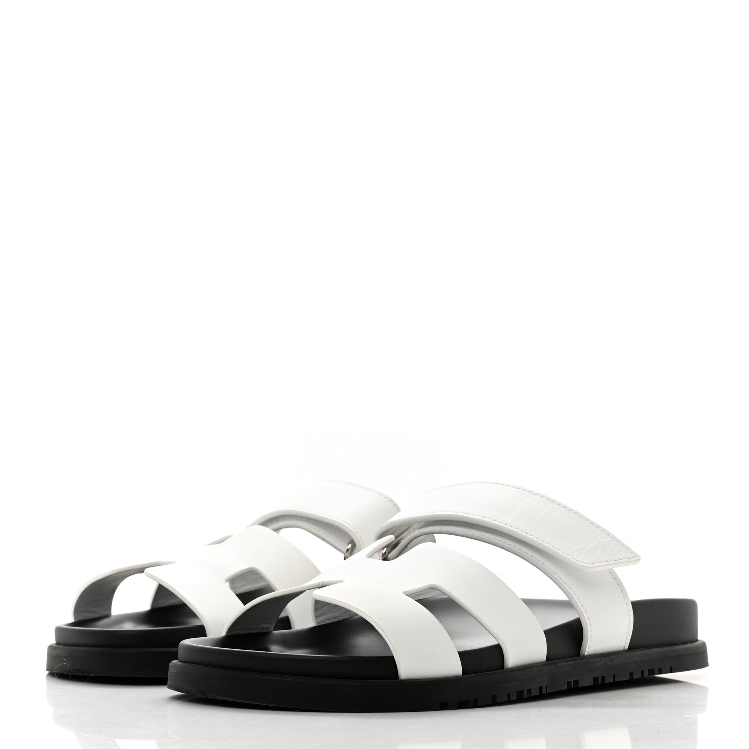 Hermes Calfskin Womens Chypre Sandals 38 White 3 of 9