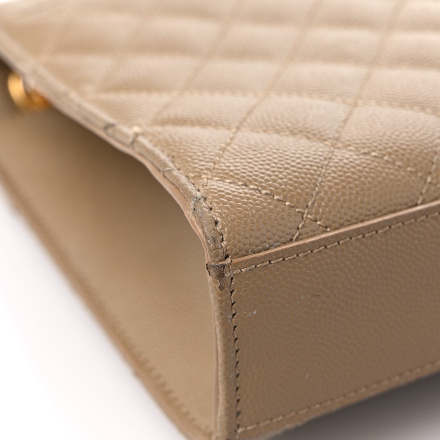 Saint Laurent Grain De Poudre Textured Mixed Matelasse Medium Triquilt Monogram Satchel Natural Tan 10 of 18