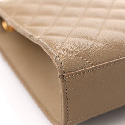 Saint Laurent Grain De Poudre Textured Mixed Matelasse Medium Triquilt Monogram Satchel Natural Tan 10 of 18