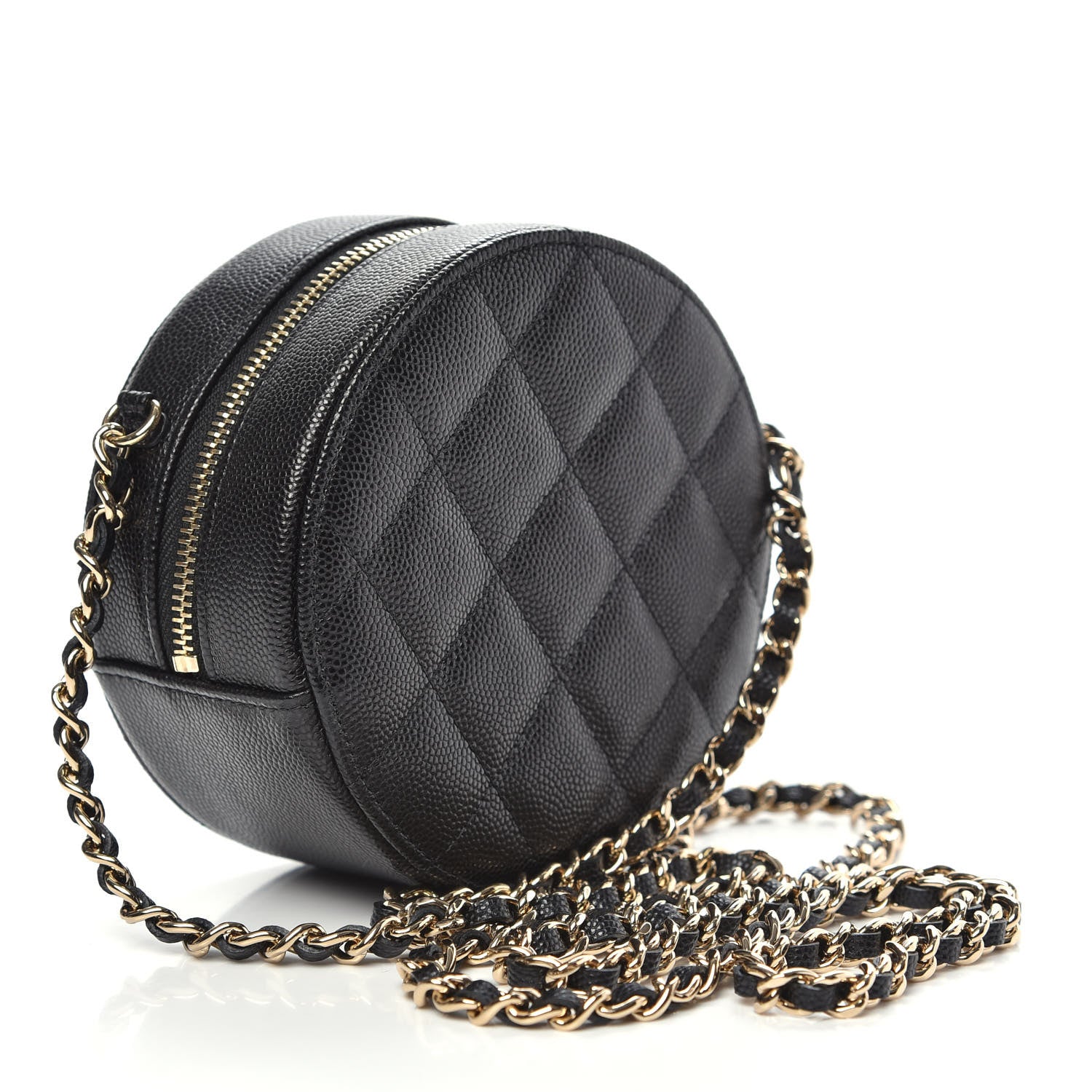 Chanel Caviar Quilted Round Clutch With Chain Black 3 of 10
