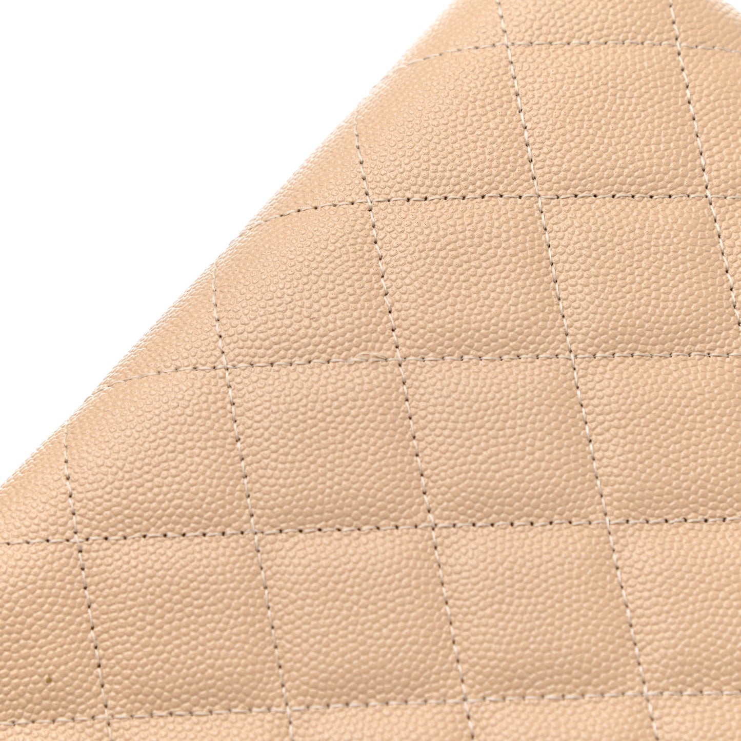 Caviar Quilted Medium Golden Class Pouch Beige
