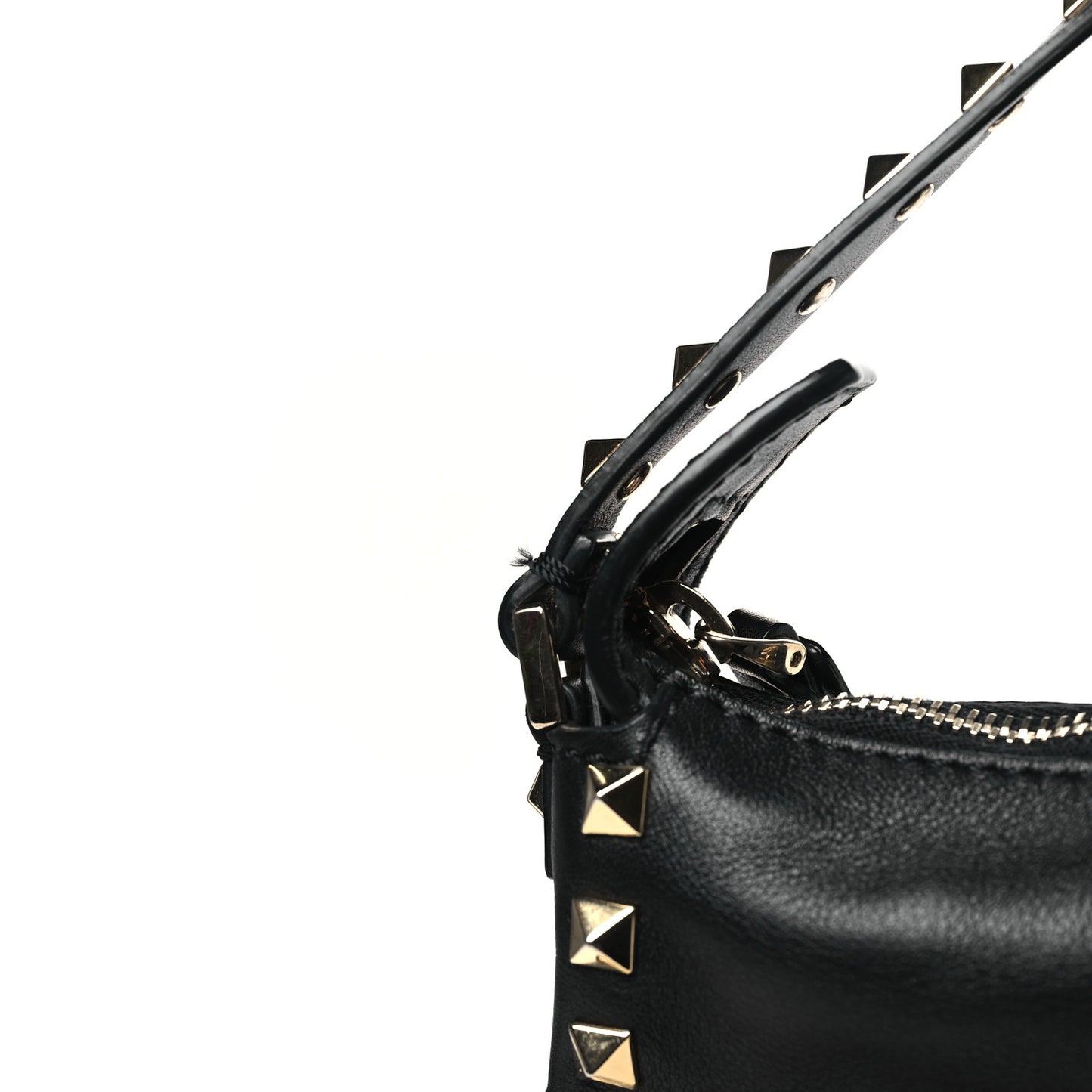 Vitello Small Rockstud Hobo Black