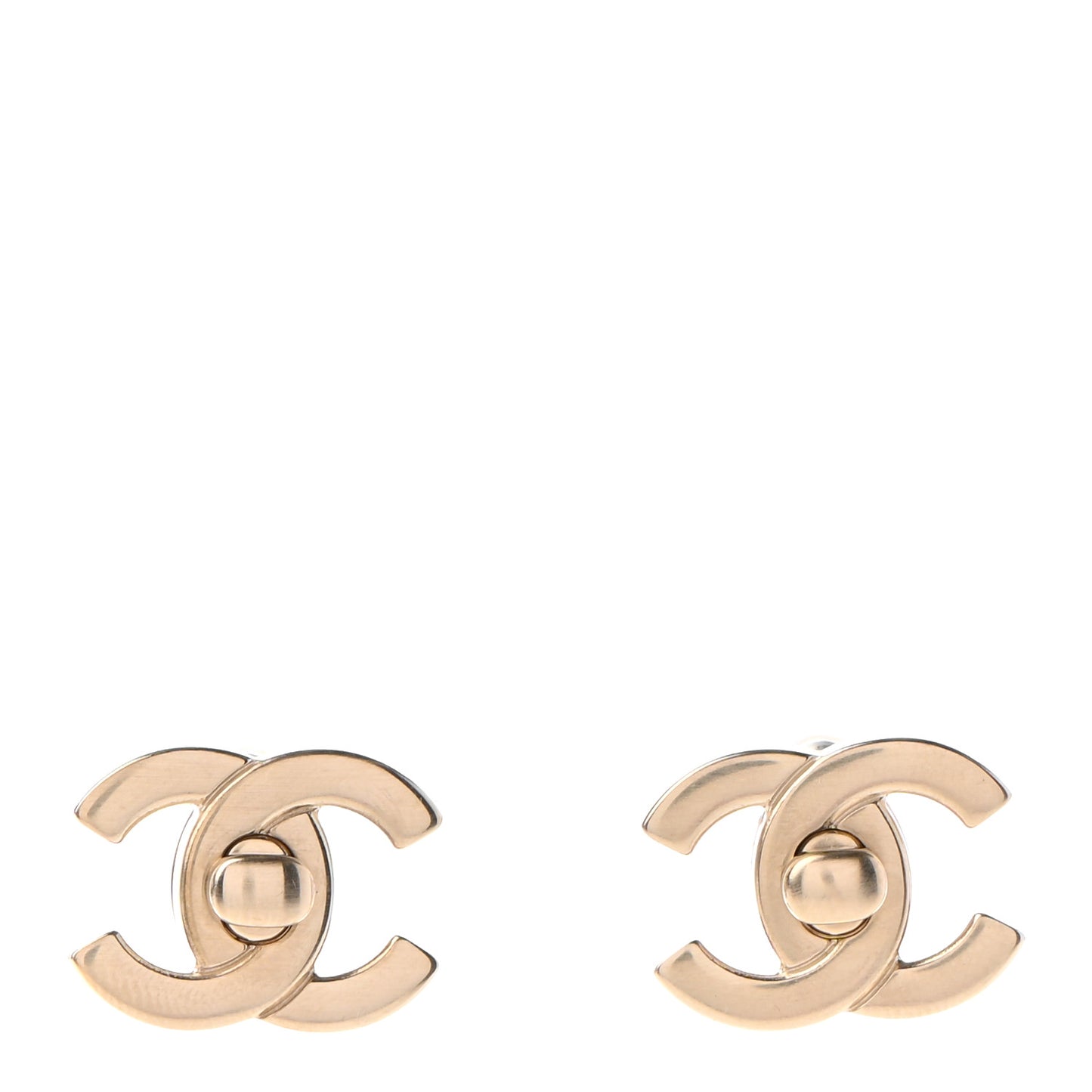 Metal CC Turnlock Interchangeable Earrings Gold