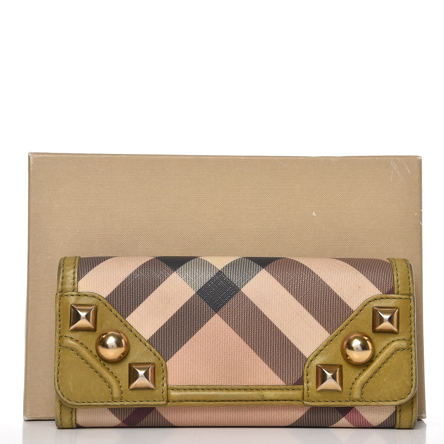 Nova Check Mega Stud Continental Wallet Green