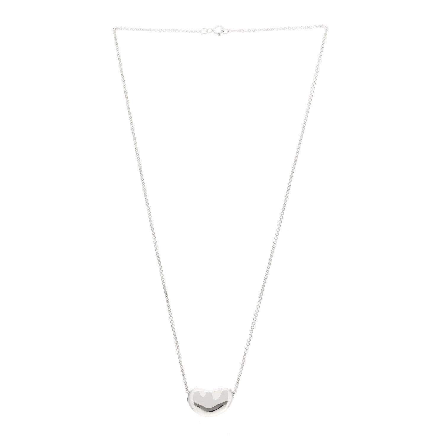 Tiffany Sterling Silver 20mm Elsa Peretti Bean Pendant Necklace 3 of 6