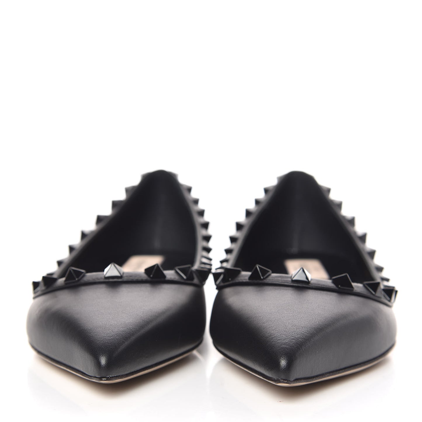 Calfskin Lacquered Monochrome Rockstud Ballerina Flats 37 Black