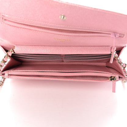 Chanel Iridescent Caviar Quilted Wallet on Chain WOC Rose Pink 5 of 9