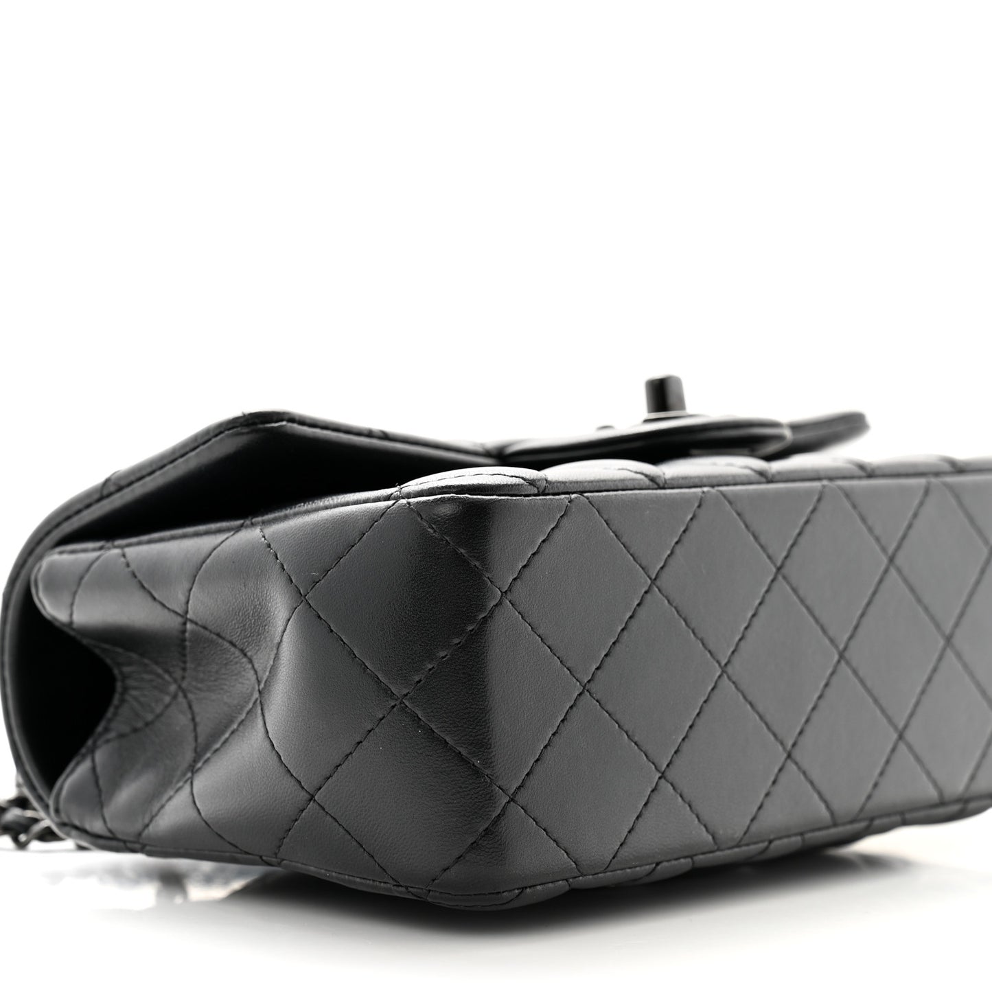 Lambskin Quilted Mini Top Handle Rectangular Flap So Black