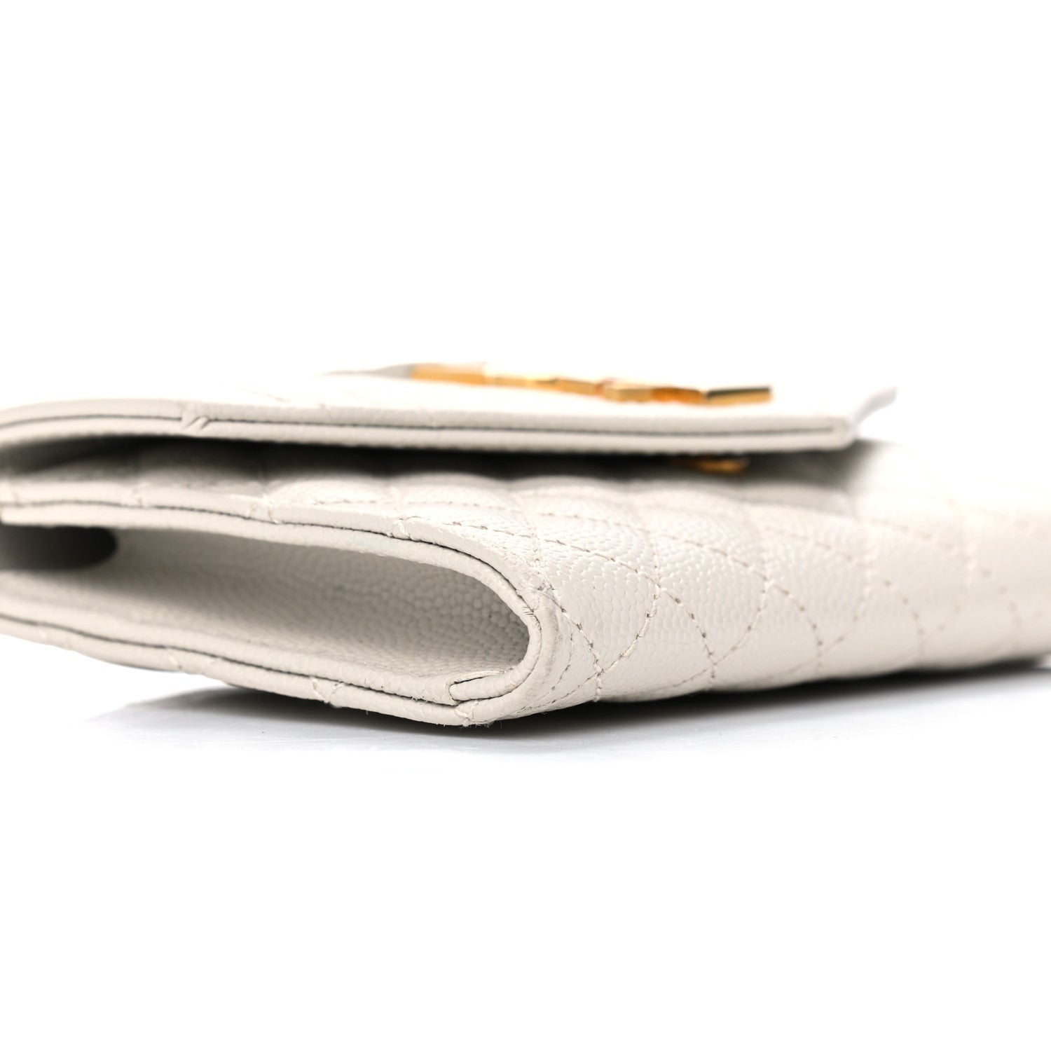 Saint Laurent Grain De Poudre Textured Mixed Matelasse Triquilt Small Monogram Envelope Wallet Blanc Vintage 8 of 10