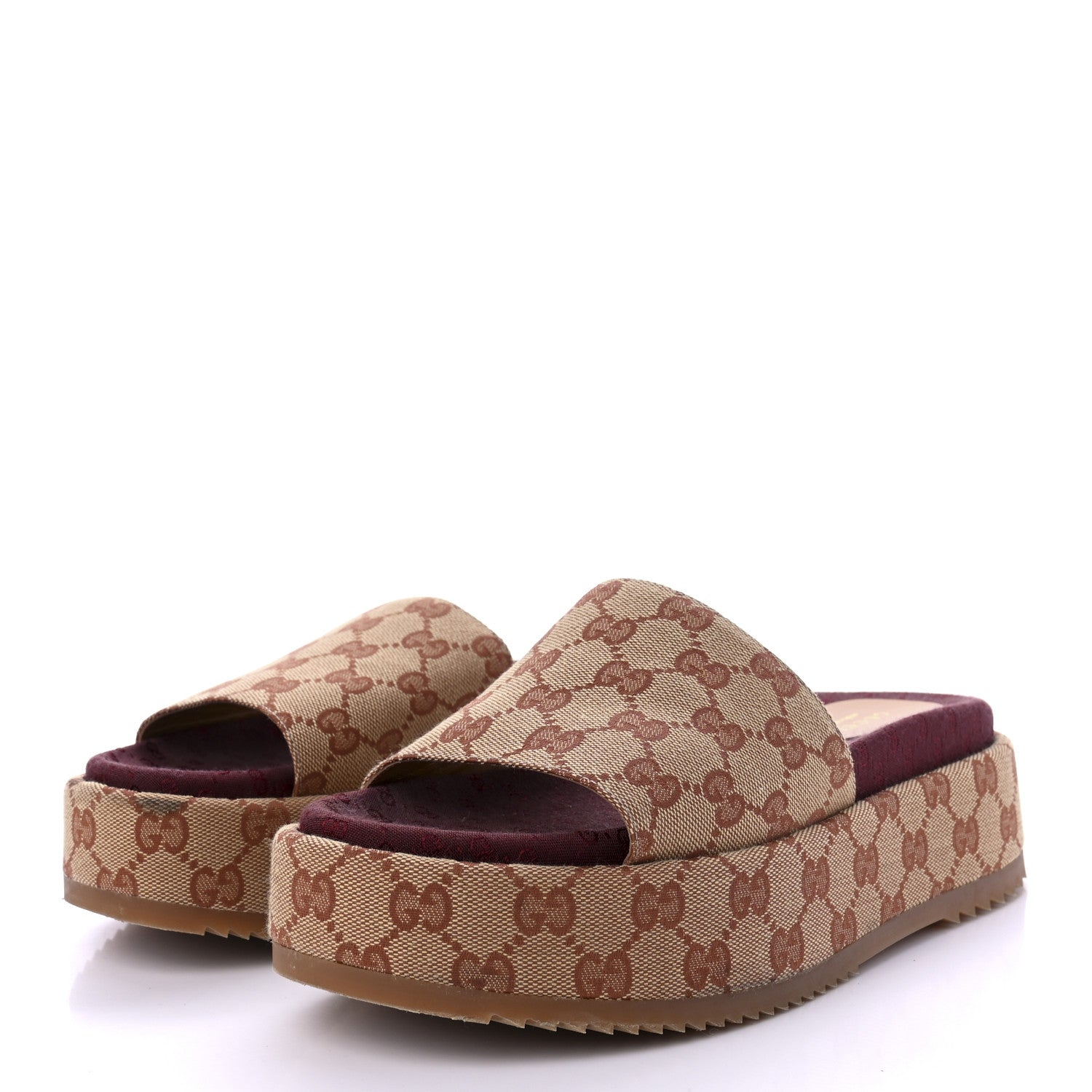 Gucci Canvas GG Monogram Angelina Platform Slide Sandals 39.5 Beige Ruggine 3 of 8