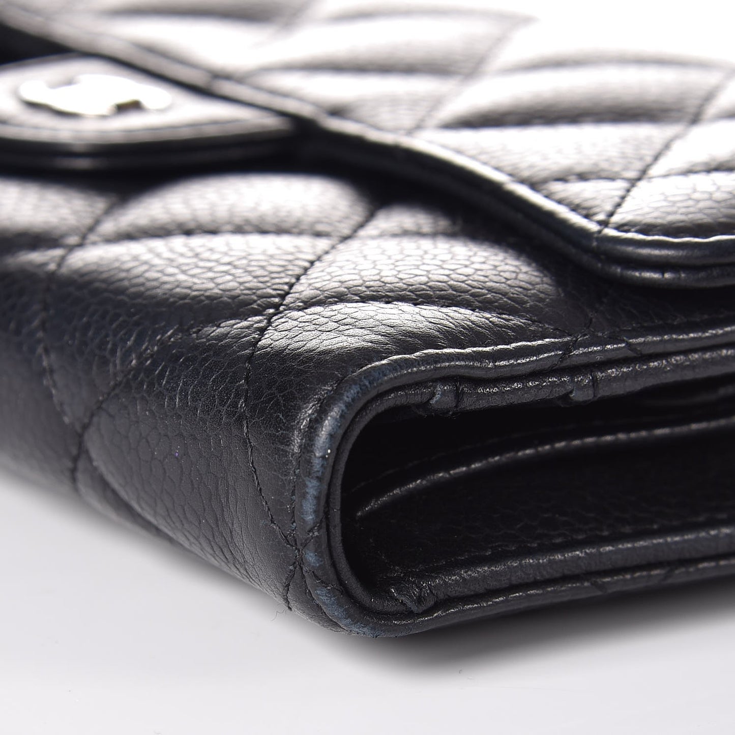 Caviar Quilted Large Flap Wallet Black