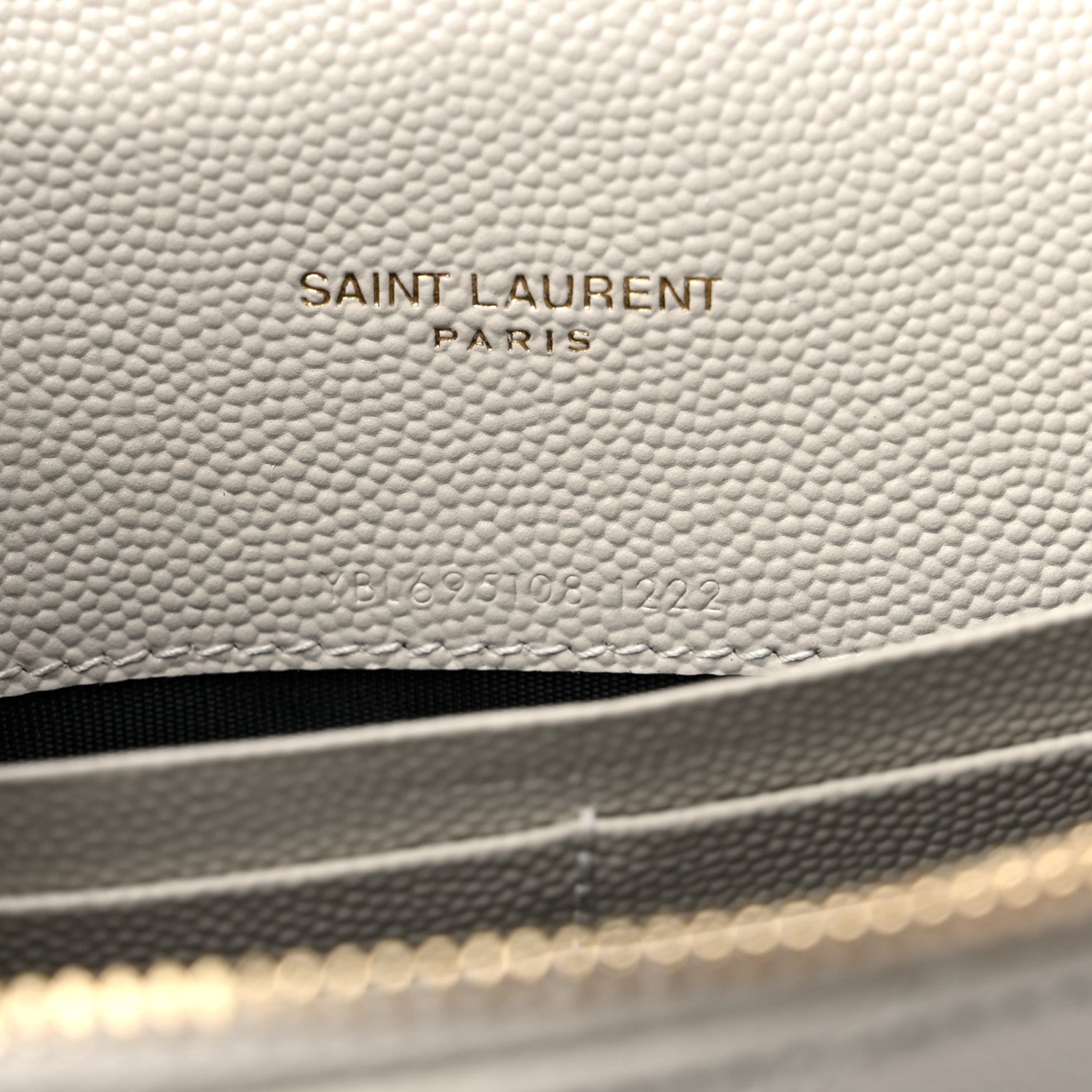 Saint Laurent Grain De Poudre Matelasse Chevron Cassandre Envelope Chain Wallet Crema Soft 7 of 11