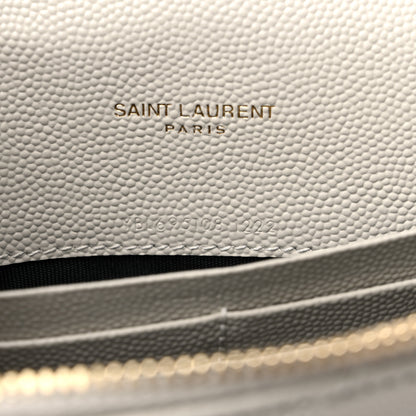 Saint Laurent Grain De Poudre Matelasse Chevron Cassandre Envelope Chain Wallet Crema Soft 7 of 11