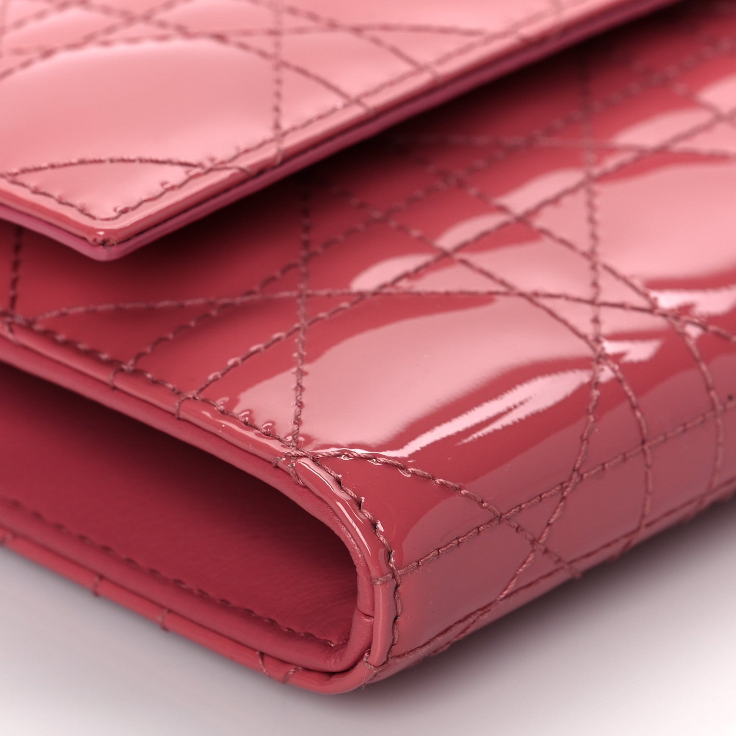 Christian Dior Patent Cannage Lady Dior Rendezvous Wallet On Chain Dusky Pink 8 of 10